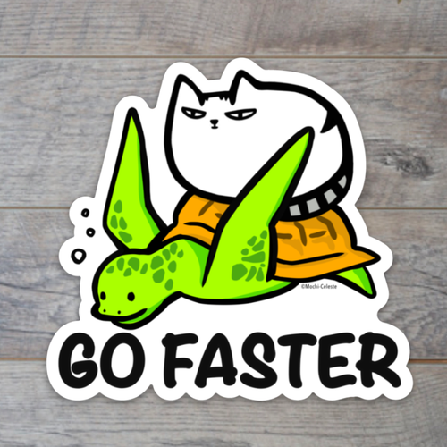"GO FASTER" Hawaii Cat Sticker