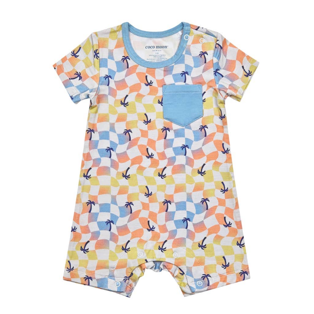 Sunset Checker Shortie Bamboo Romper