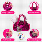 Pet Plush Set with Bag - White Cat