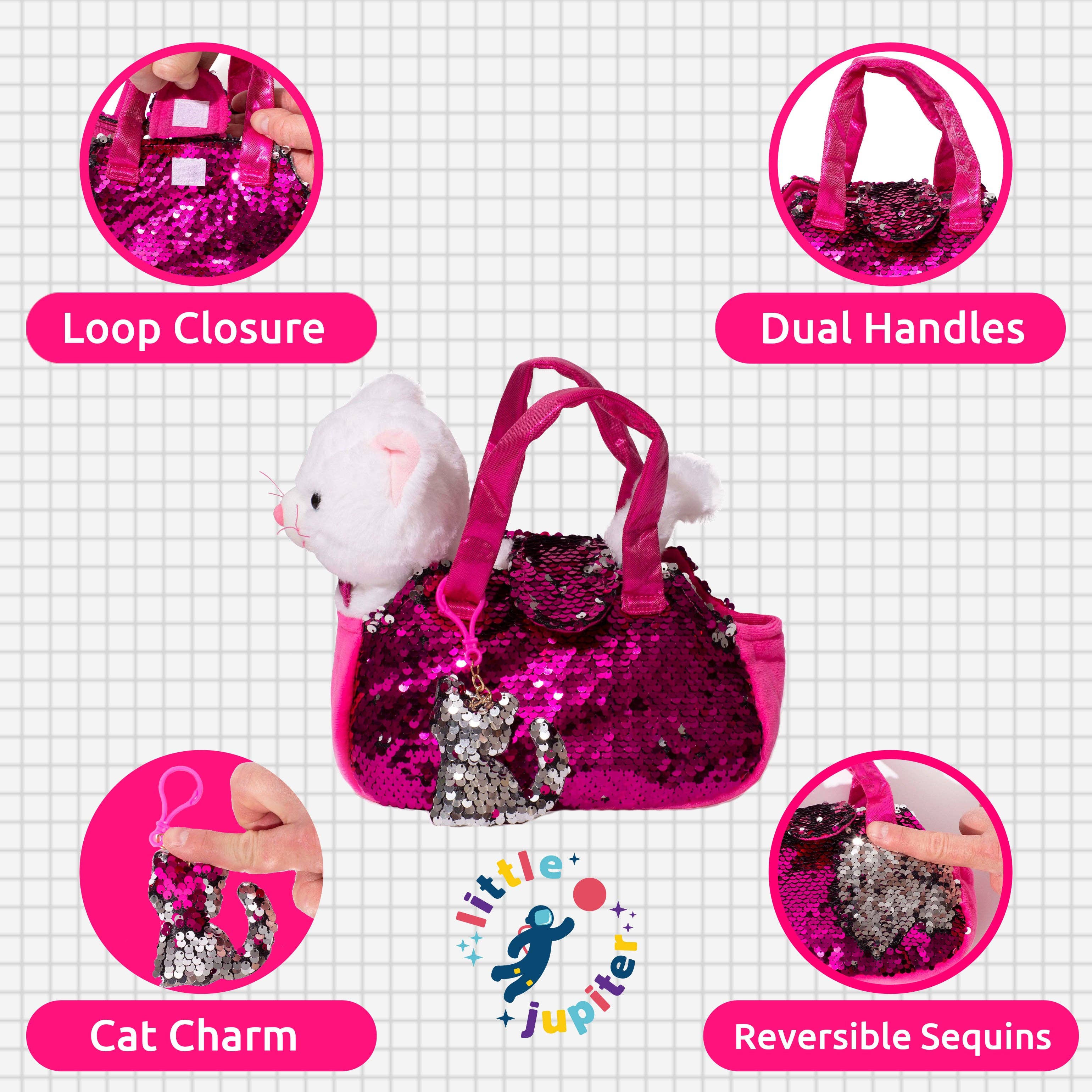 Pet Plush Set with Bag - White Cat