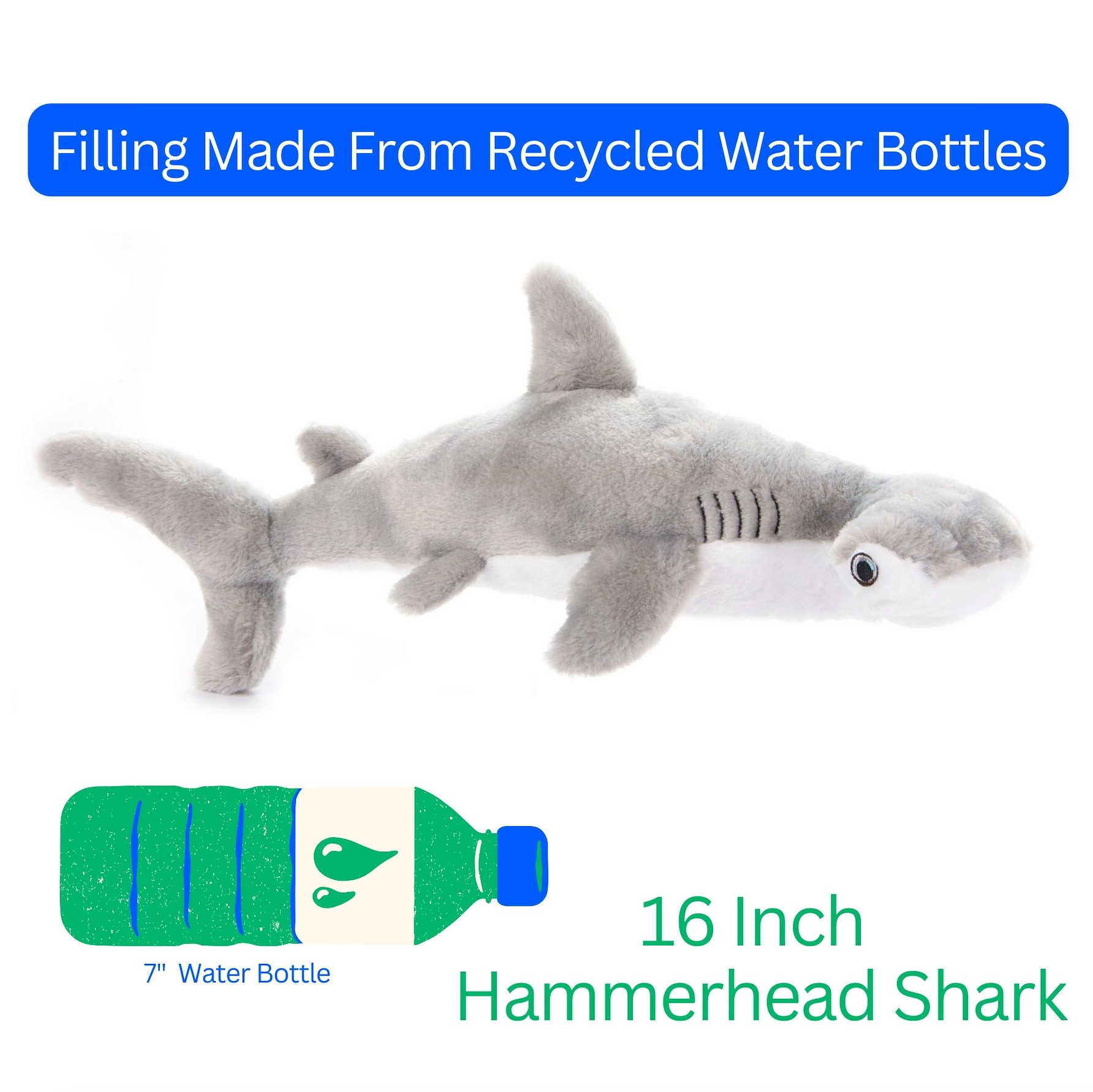 Plush Hammerhead Shark - Small 16"