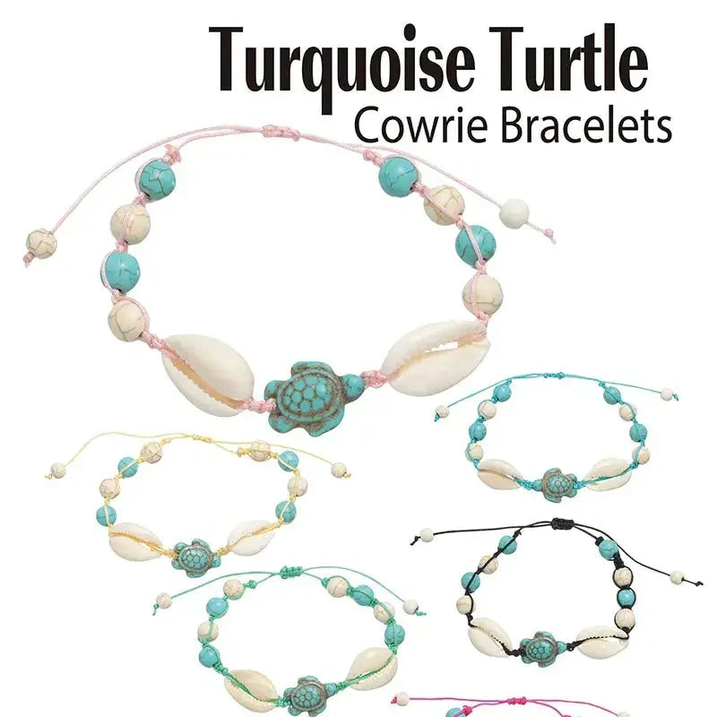 Turquoise Turtle Cowrie Bracelets