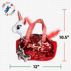 Pet Plush Set with Bag - White/Red Unicorn