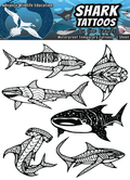 Shark Temporary Tattoo Sheet (Black)