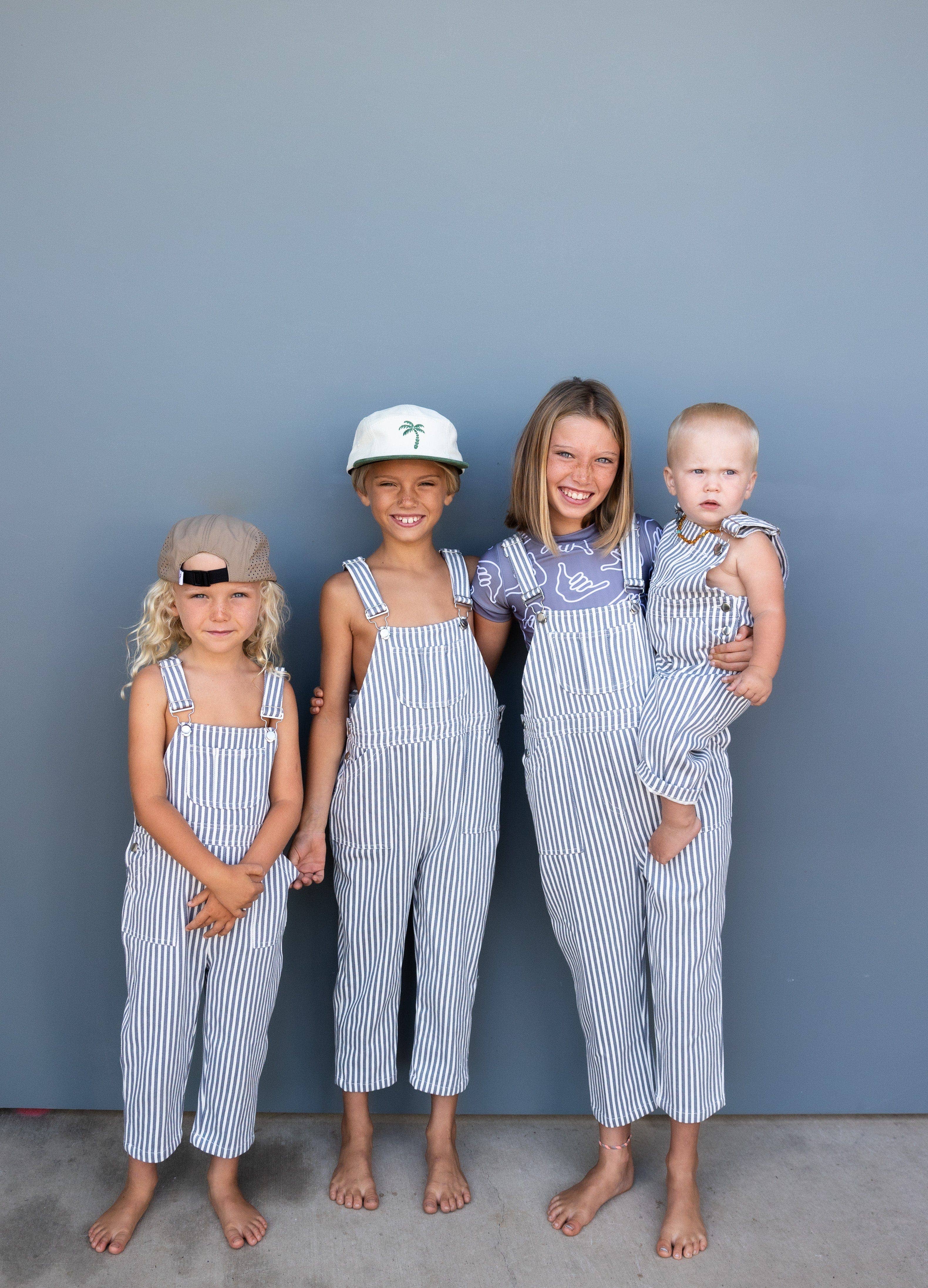 Of One Sea - Kid's Denim Overalls in Pinstripe