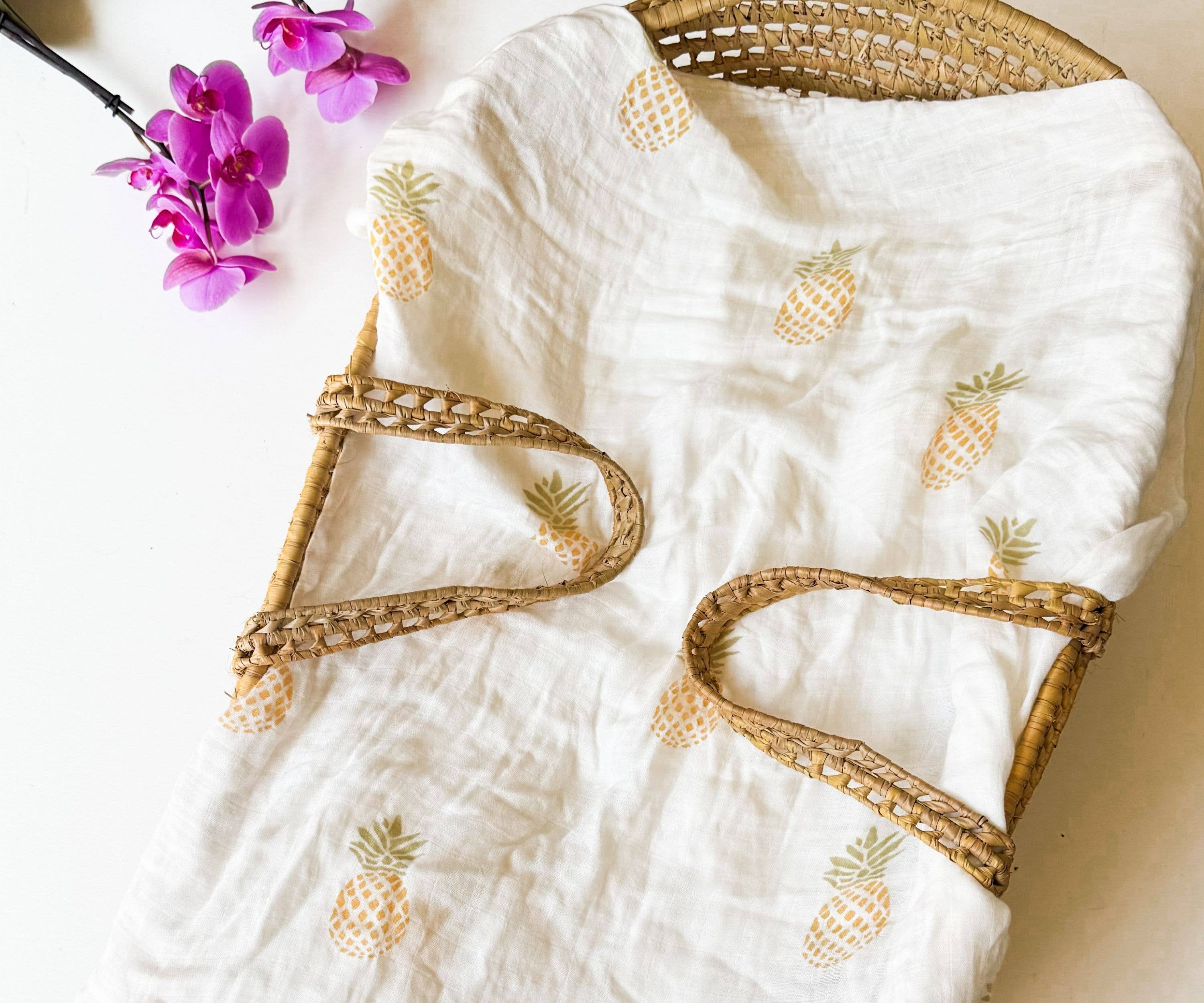 Tropical Pineapple Organic Bamboo Swaddle